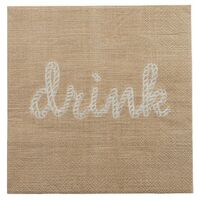 Taupe "Drink" Paper Napkins (33cm) - Pk 20