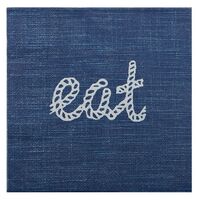 Navy Blue "Eat" Paper Napkins (33cm) - Pk 20