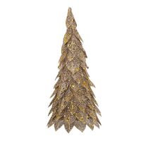 Gold Glittered Christmas Tree PVC Decoration (14x33cm)