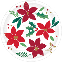 Christmas Wishes Round Paper Plates (17cm) - Pk 8