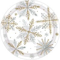 Shining Snowflakes Round Paper Plates (17cm) - Pk 8