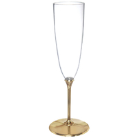 Gold Stem Plastic Champagne Glasses - Pk 8