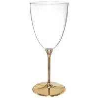 Gold Stem Plastic Wine Glasses - Pk 8