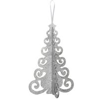 Silver Glitter 3D Filigree Tree Christmas Ornament