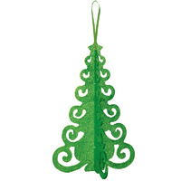 Green Glitter 3D Filigree Tree Christmas Ornament