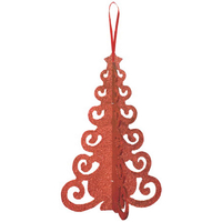 Red Glitter 3D Filigree Tree Christmas Ornament