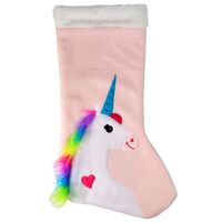 Unicorn Pink/Rainbow Christmas Stocking (48x19cm)