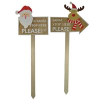 (2 Designs) "Santa Stop Here Please!" MDF Yard Sign (93cm)