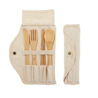 Reusable 4-pc Bamboo Cutlery w/ Pouch