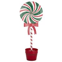 Potted Peppermint Swirl Lolly Decoration (22x13x56cm)