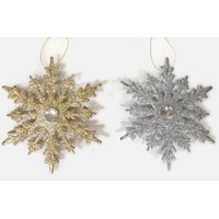 Gold or Silver Glitter Snowflake Ornament (14cm)