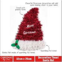 Tinsel Santa Hat Decoration (32x25cm)