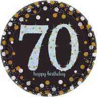 Sparkling 70th Birthday Paper Plates (22cm) - Pk 8