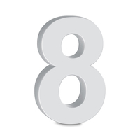"8" White Number Prop (20cm)