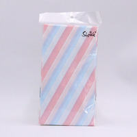 Pink/White/Blue Stripe Paper Napkins (40x33cm) - Pk 20