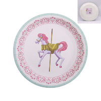 Pink Carousel Horse Paper Plates (23cm) - Pk 12*