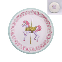 Pink Carousel Horse Paper Plates (18cm) - Pk 12