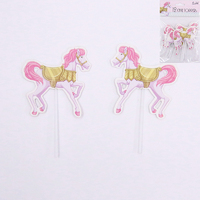 Pink Carousel Horse Cupcake Toppers - Pk 12