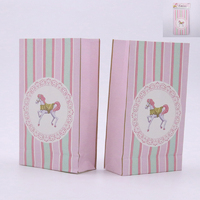 Pink Carousel Horse Striped Paper Loot Bags - Pk 6