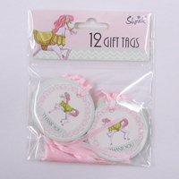 Pink Carousel Horse Round Gift Tags - Pk 12