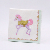 Pink Carousel Horse Paper Napkins - Pk 20**