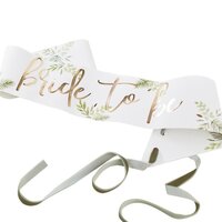 "Bride To Be" Botanical Gold Paper Sash