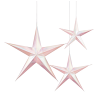 Iridescent Pink & White 3D Hanging Stars - Pk 3