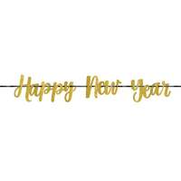 Happy New Year Gold Glitter Ribbon Banner (3.65m)