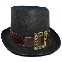 Adults Steampunk Black Buckled Top Hat