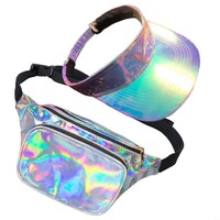 80's Holographic Belt Bag & Visor Cap