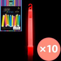 Red Glow Sticks w/ Lanyard - Pk 10