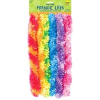 Two-Tone Rainbow Fringed Leis - Pk 6