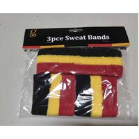 Red, Black & Yellow Striped Sweatbands - Pk 3