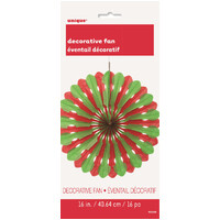 Red & Green Paper Fan Decoration (40cm)