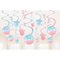 The Big Gender Reveal Hanging Swirls - Pk 12