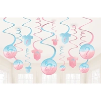 The Big Gender Reveal Hanging Swirls - Pk 12
