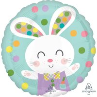 Spotted East Bunny Round Foil Balloon (45cm)