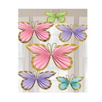 Paper Butterfly Fan Hanging Decorations - Pk 6