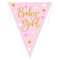 Baby Girl Pink & Gold Holographic Bunting (3.9m)