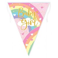 Baby Girl Pastel Rainbow & Gold Holographic Bunting (3.9m)