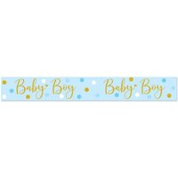Baby Boy Blue & Gold Holographic Dots Banner (2.7m)