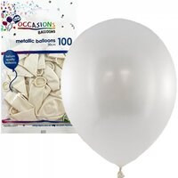 Metallic White Latex Balloons (30cm) - Pk 100