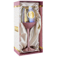 "18" Gold & Pink Glitterati Wine Glass