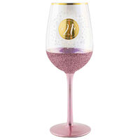 "21" Gold & Pink Glitterati Wine Glass
