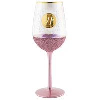 "21" Gold & Pink Glitterati Wine Glass