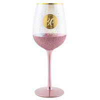 "30" Gold & Pink Glitterati Wine Glass