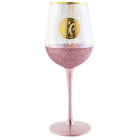 "60" Gold & Pink Glitterati Wine Glass