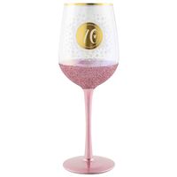"70" Gold & Pink Glitterati Wine Glass