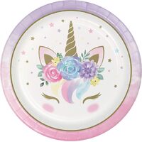 Pastel Unicorn 22cm Paper Plates - Pk 8