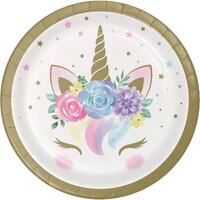 Pastel Unicorn 17cm Paper Plates - Pk 8